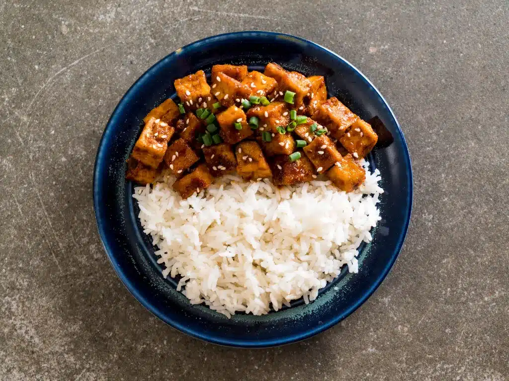 Tofu Marinado con Arroz