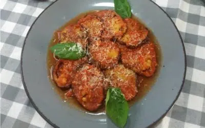 Carpaccio de berenjena con tomate